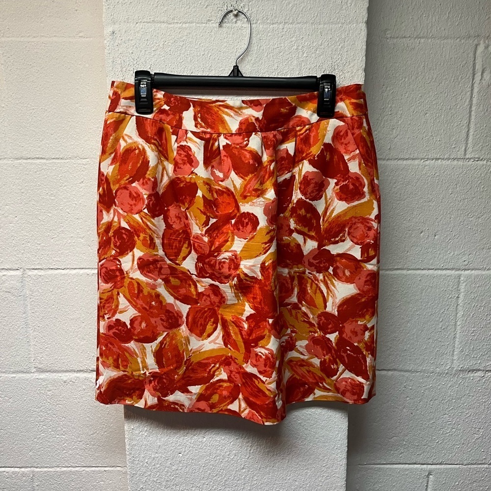 Halogen Orange and Red Pencil Skirt Knee-Length Casual